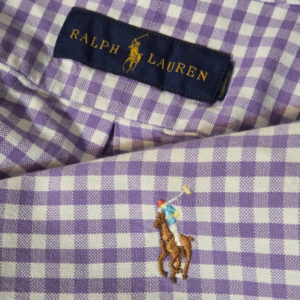 Ralph Lauren Button Down Shirt Mens XL Purple Gingham Check Long Sleeve Pony